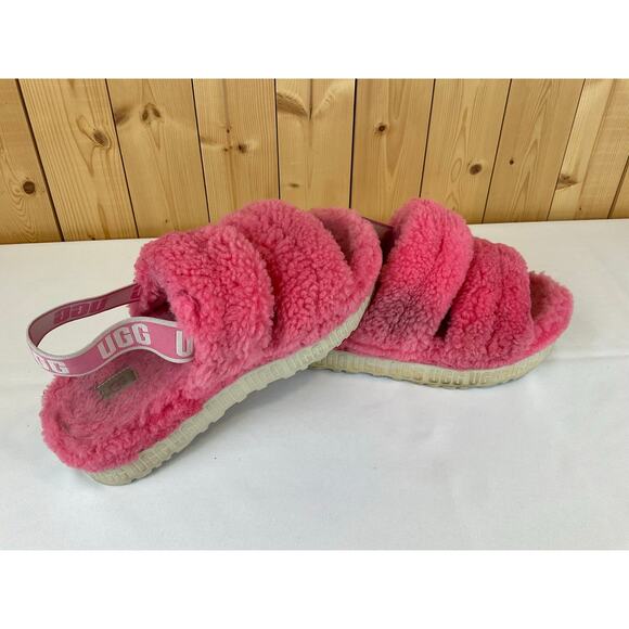 UGG Oh Fluffita Sheepskin Sandals- Pink, W 10 - Picture 2 of 5